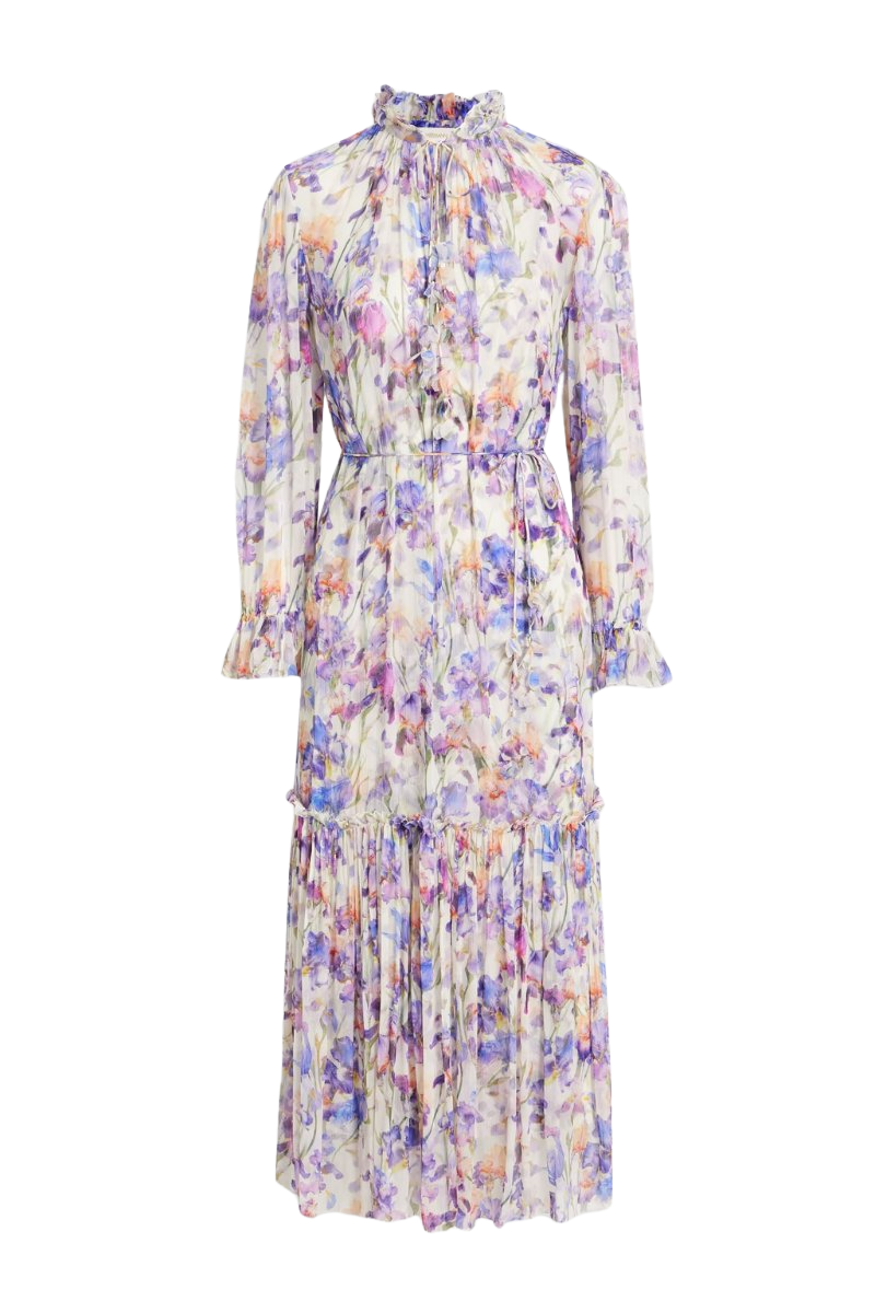 ZIMMERMANN Tiered floral-print georgette midi dress