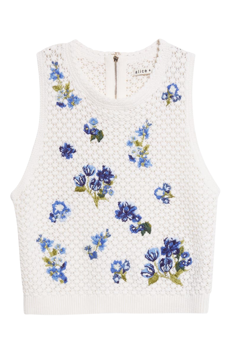 Amity Floral Embroidered Wool Blend Sweater Tank