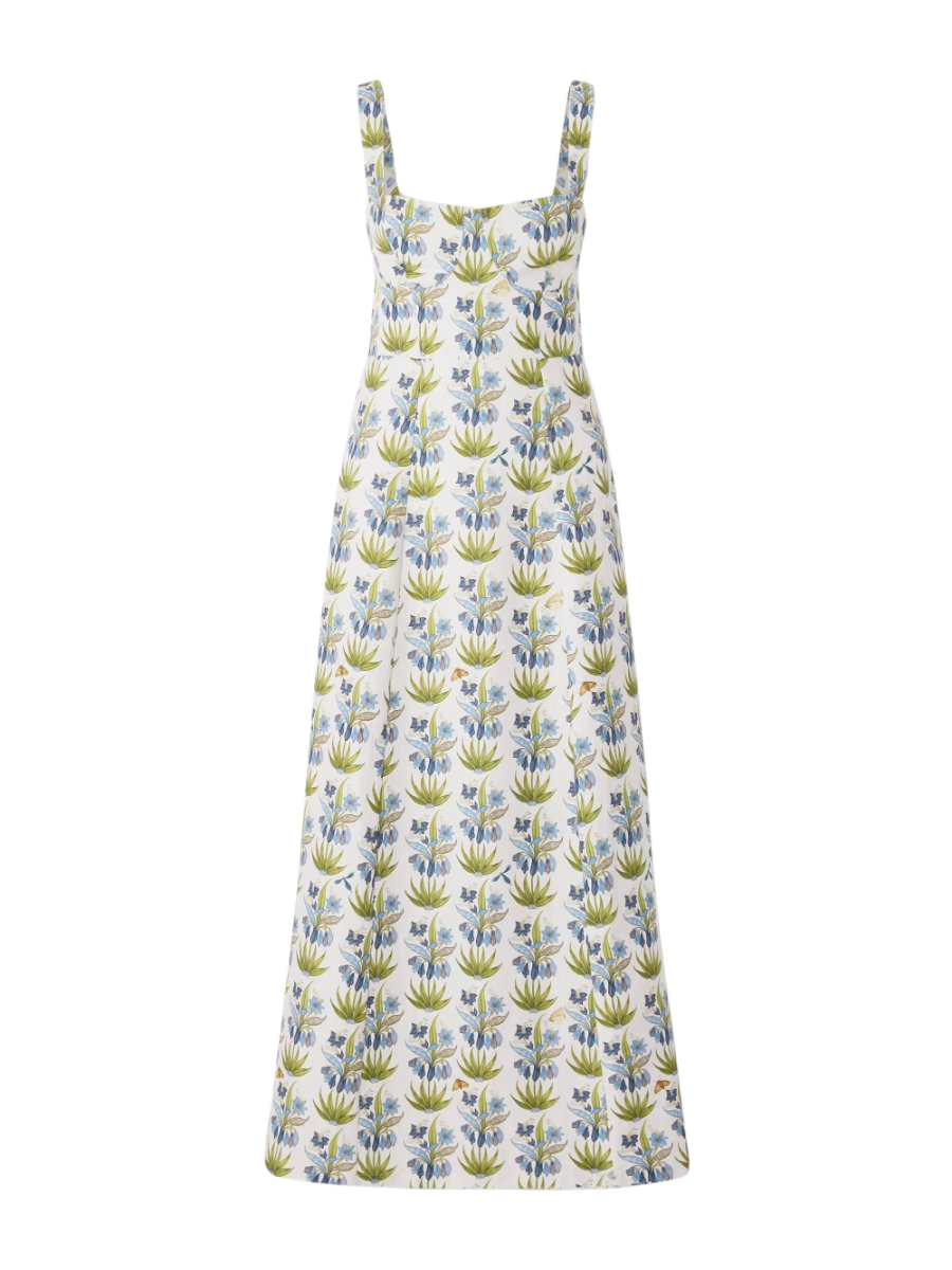 Azzurra Celestine open-back floral-print linen and cotton-blend midi dress