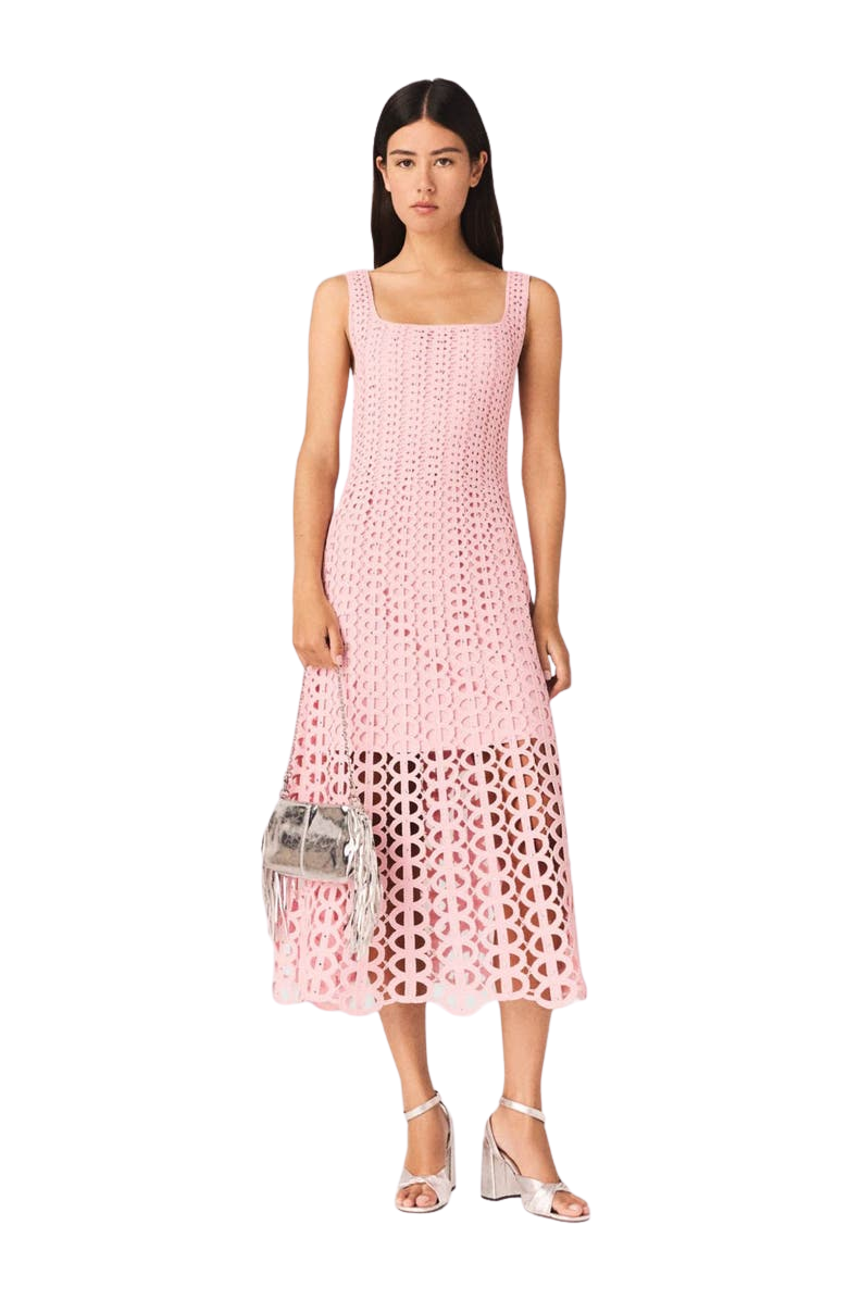 Rhinestone crochet midi dress