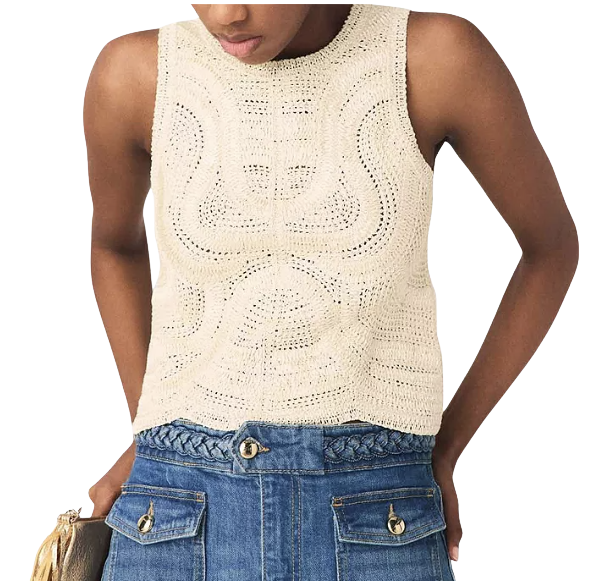 Maje Sleeveless Crochet Knit Top