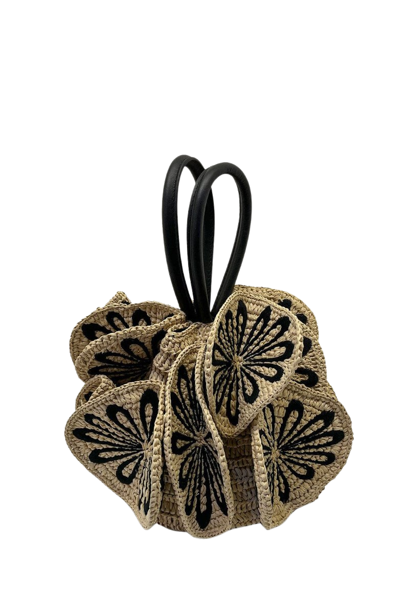 bicolor raffia flower bag