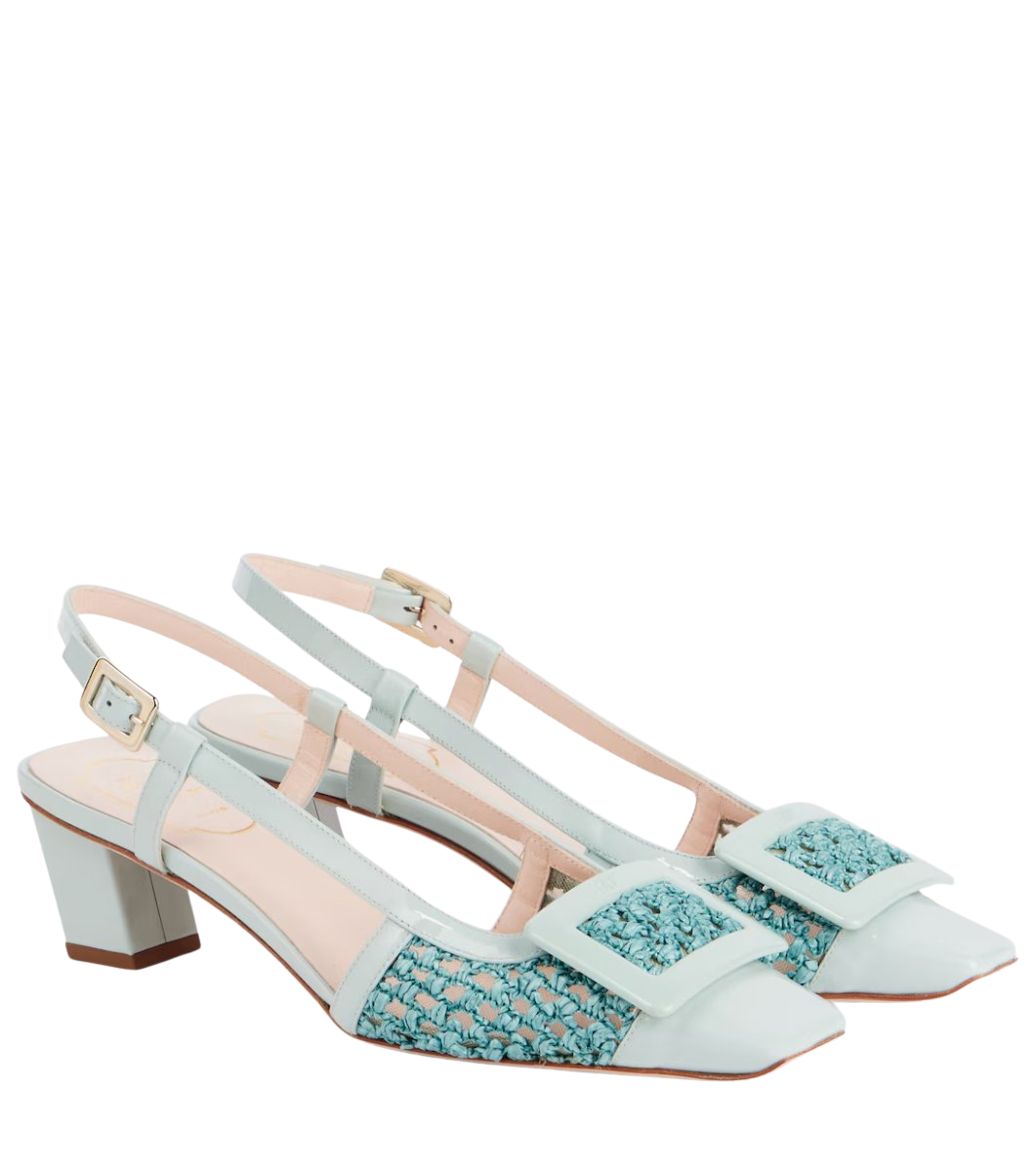 Roger Vivier Belle Vivier 45 crochet leather slingback pumps