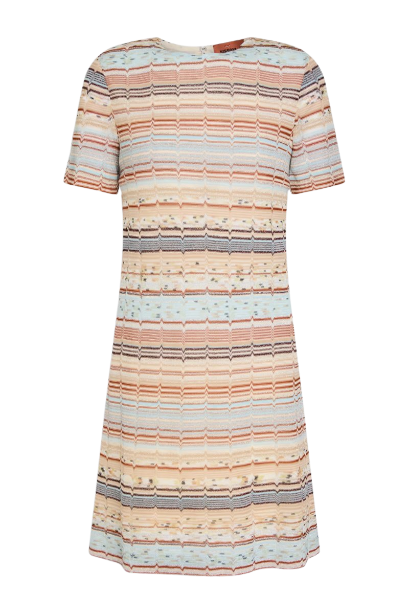 Metallic crochet-knit mini dress