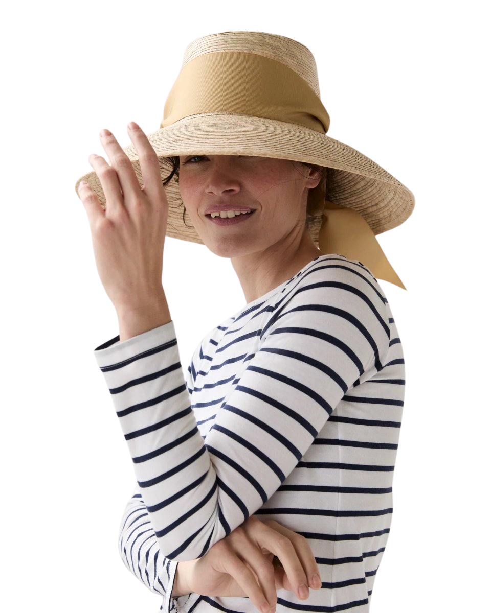 The Wildflower Hat in Tan Wide & Short Ribbon