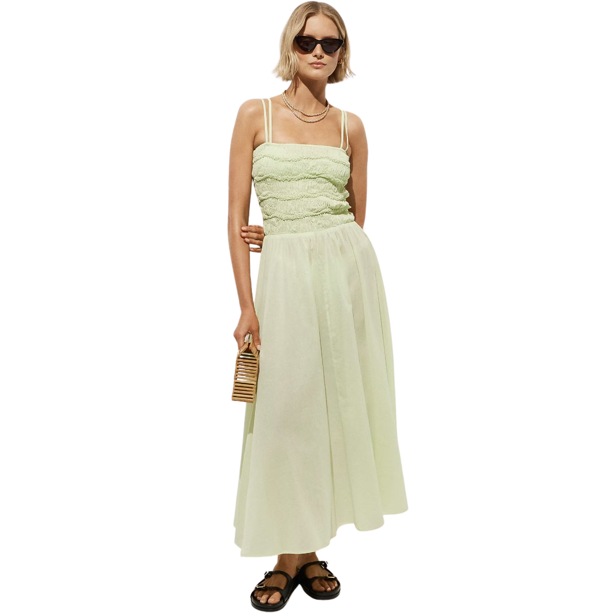 Wave maxi dress in cotton voile