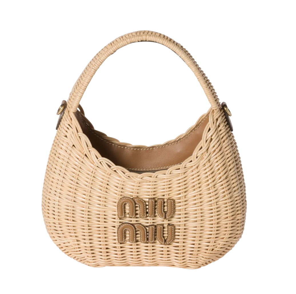 Miu Miu Wander Woven Rattan Top-Handle Bag