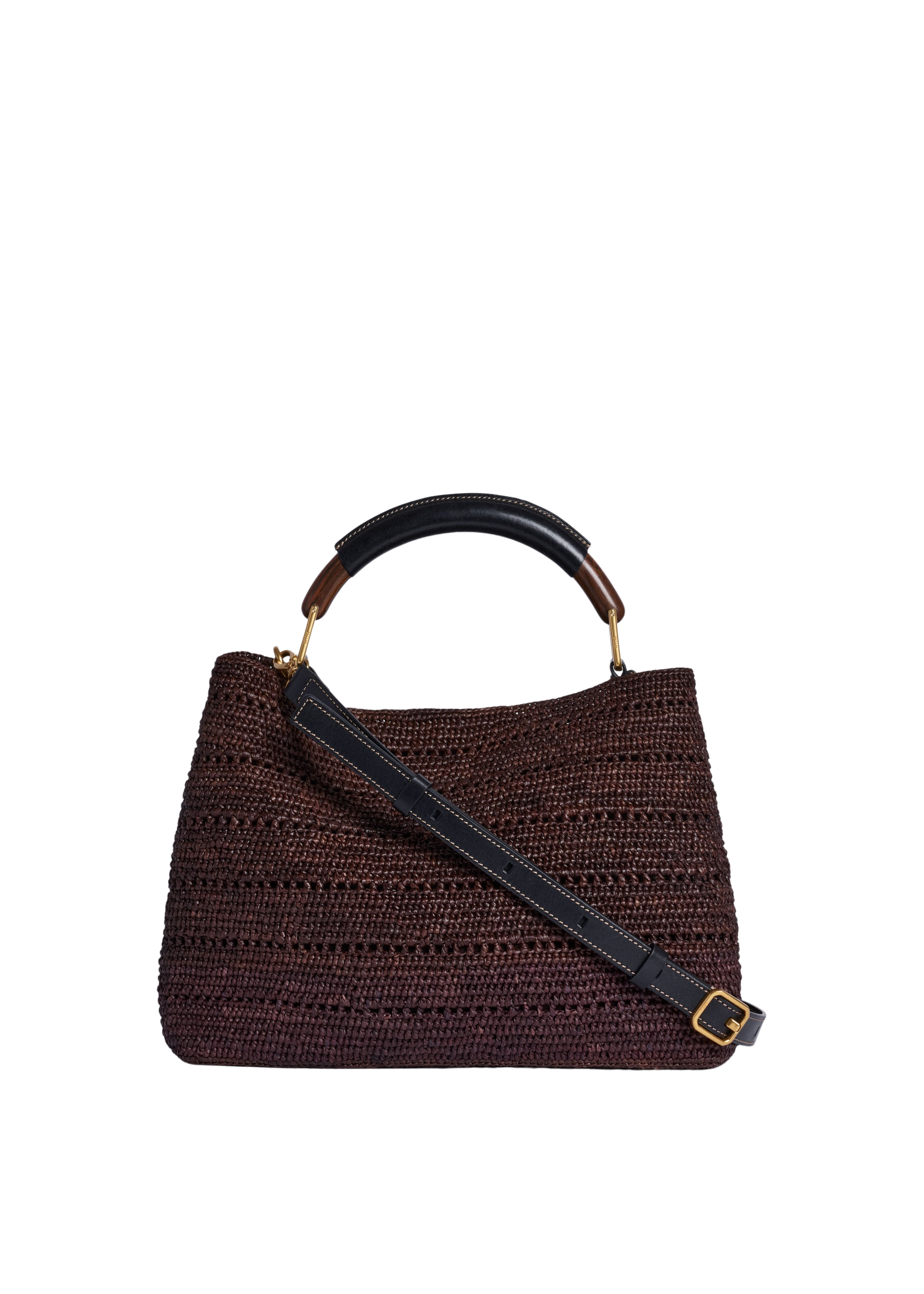 Large Day Bag Raffia + Leather