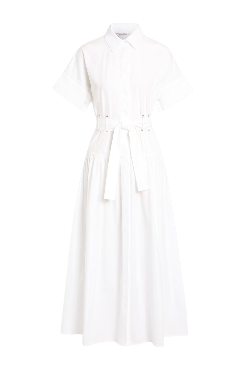 Agoraio belted cotton-poplin midi shirt dress