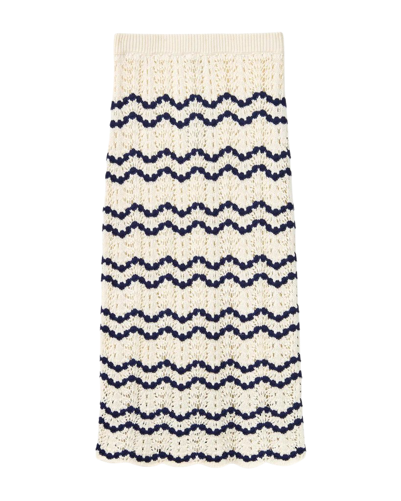 Caroline Skirt in Beach Wave Stripe-Natural