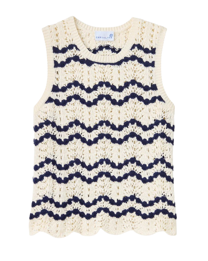 Northport Top in Beach Wave Stripe-Natural