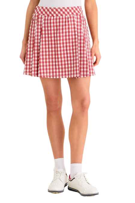 Clay Gingham 16 Inch Performance Seersucker Park Golf Skirt