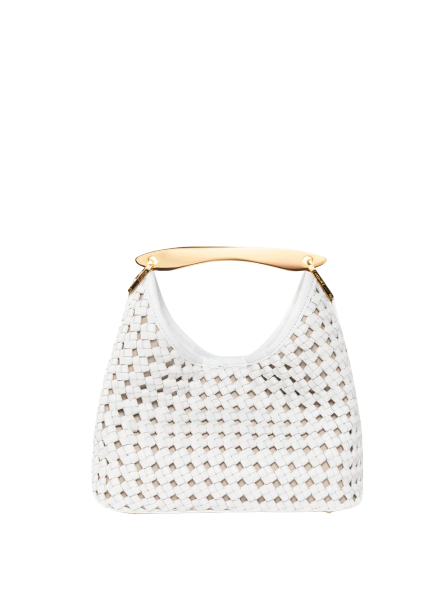 Small Boomerang Woven Leather White