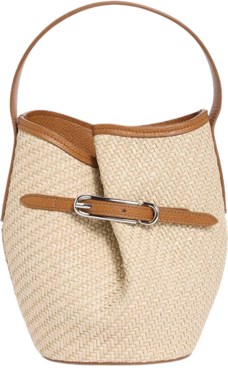 Mini Belted Raffia Bucket Bag