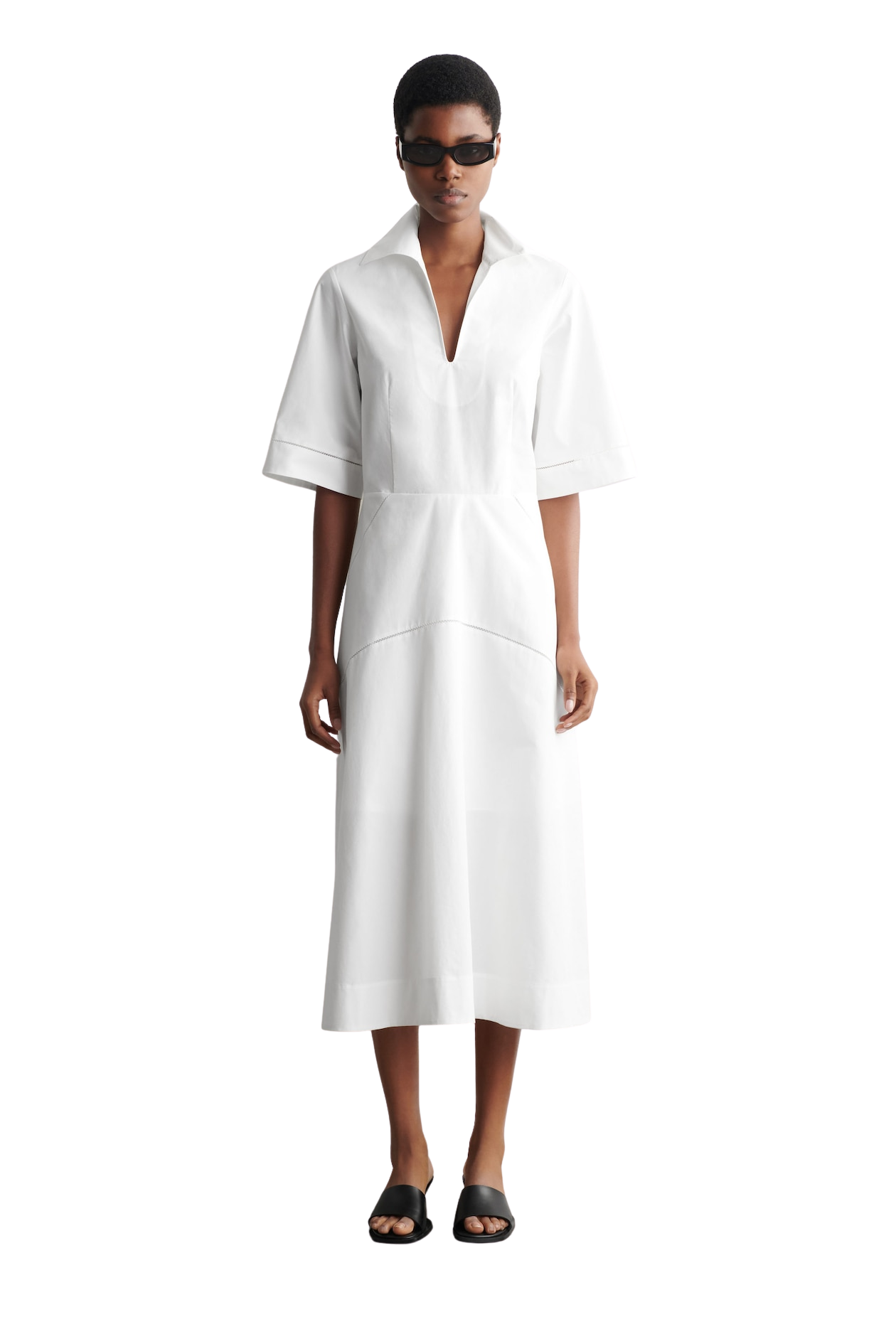 EMBROIDERED PIMA COTTON MIDI DRESS