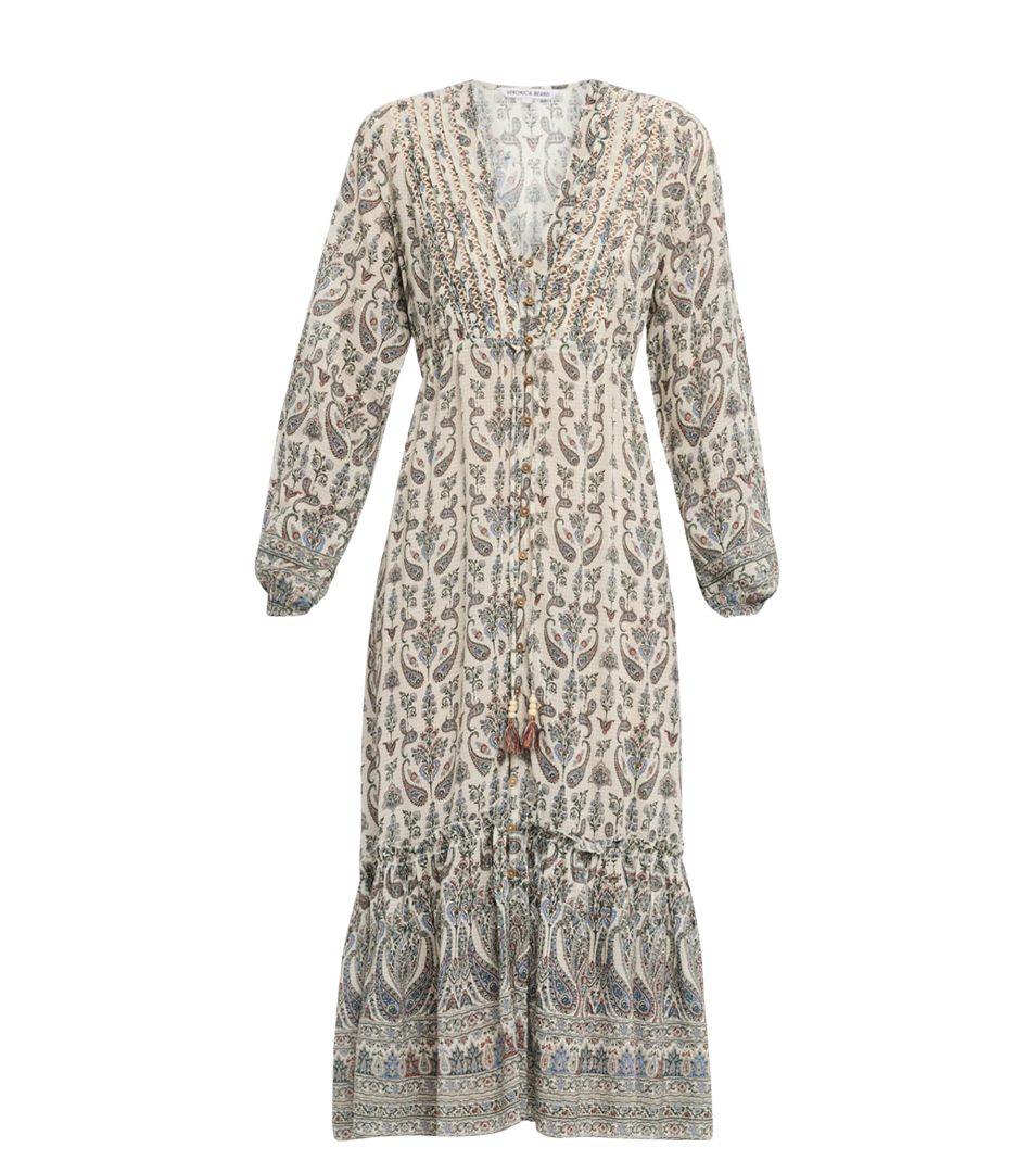 Veronica Beard Vani Paisley Long-Sleeve Midi Dress