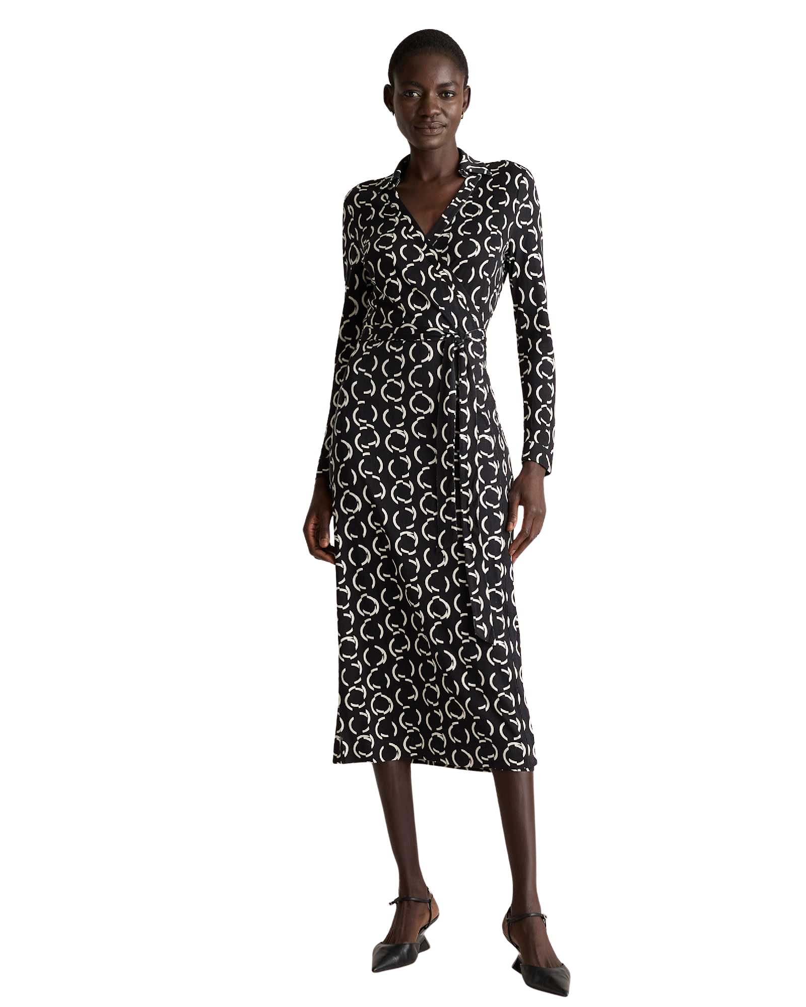 100% Silk Jersey Midi Wrap Dress