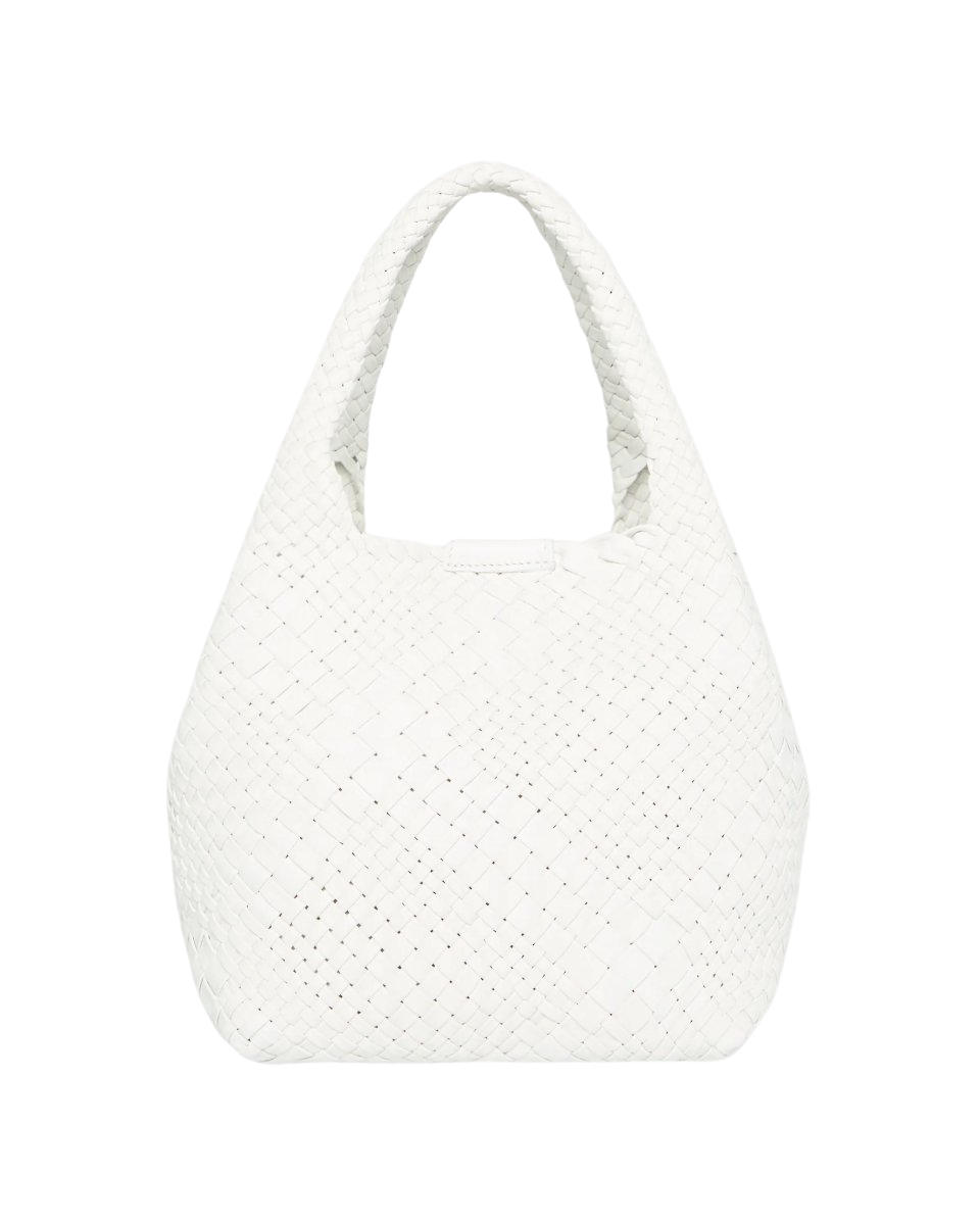 Small Mercato Handwoven Tote in Chalk Leather