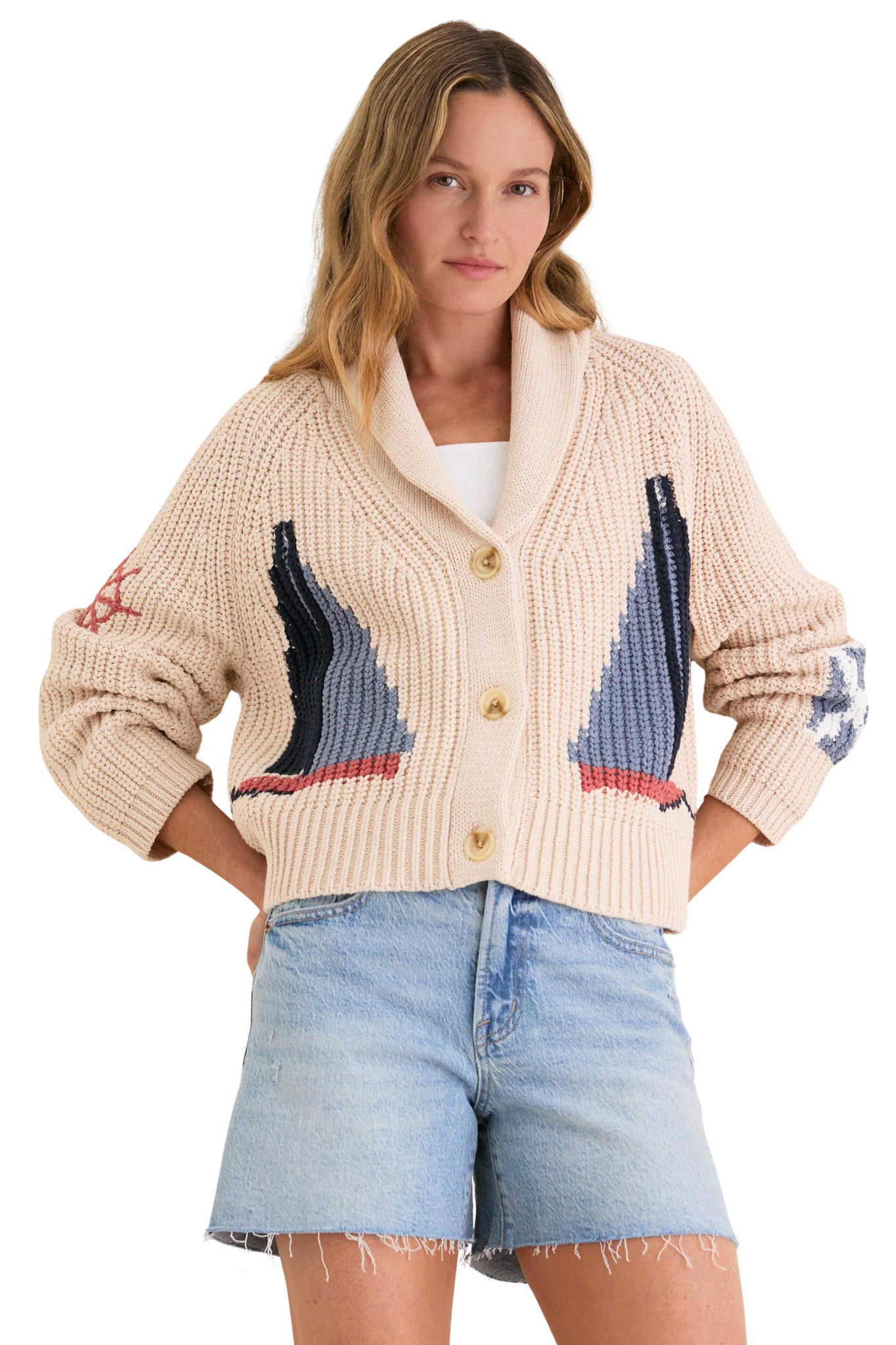 Sandstone Cotton Sailboat Charlie Cardigan