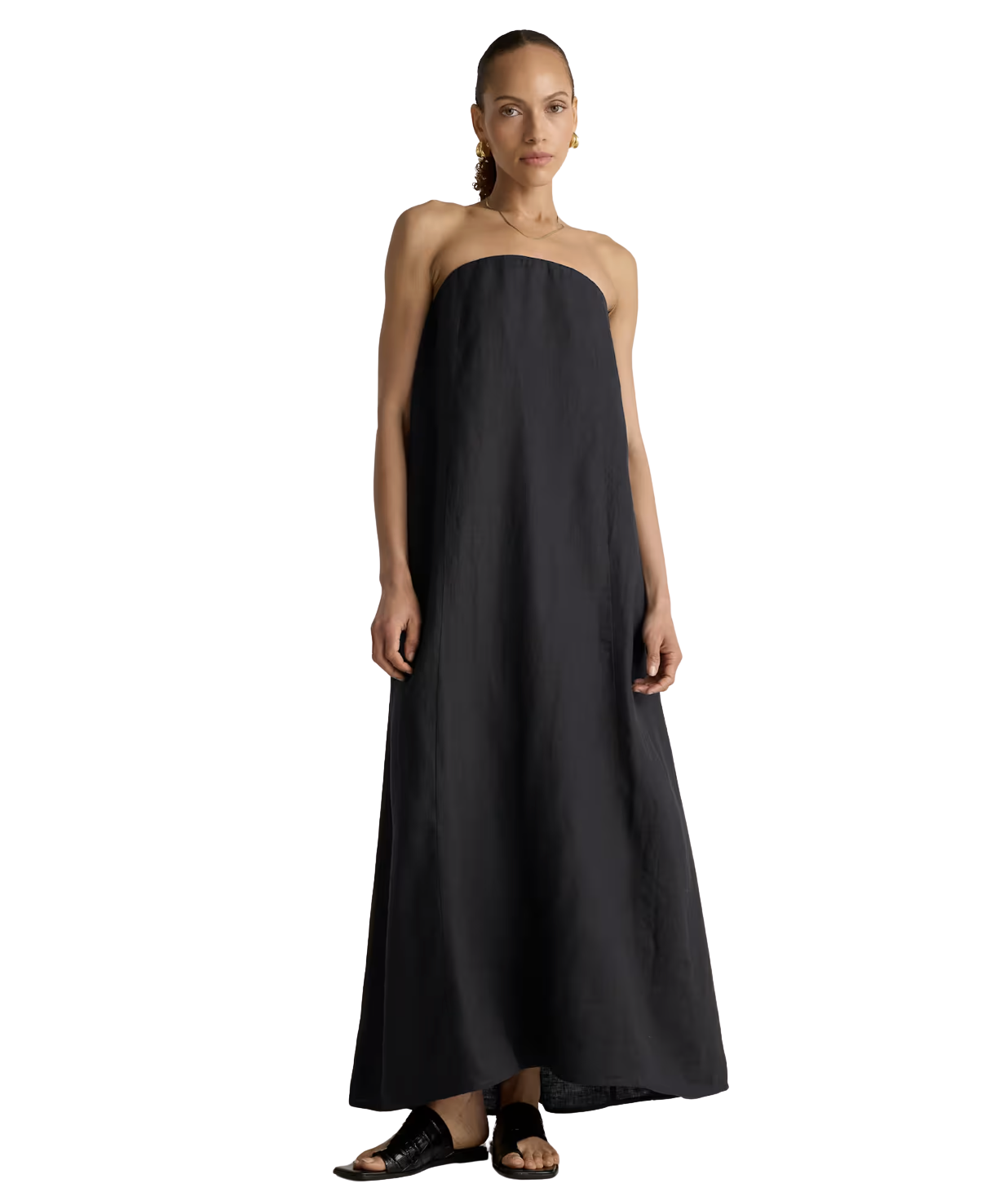 100% European Linen Strapless Maxi Dress
