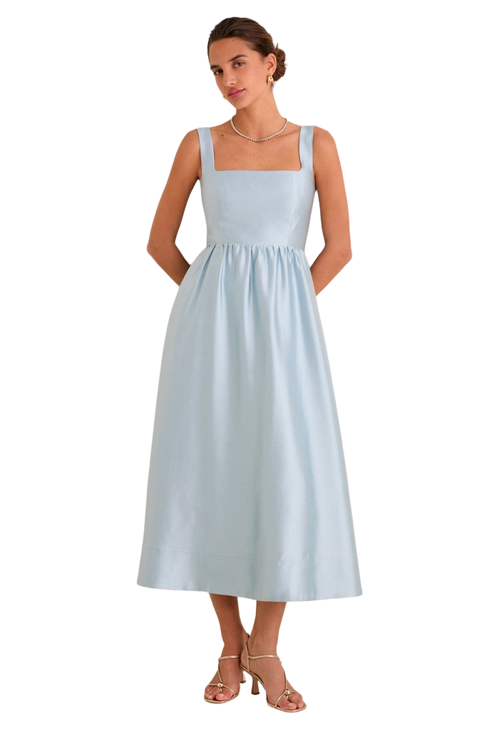 Pewter Blue Dupioni Esme Dress