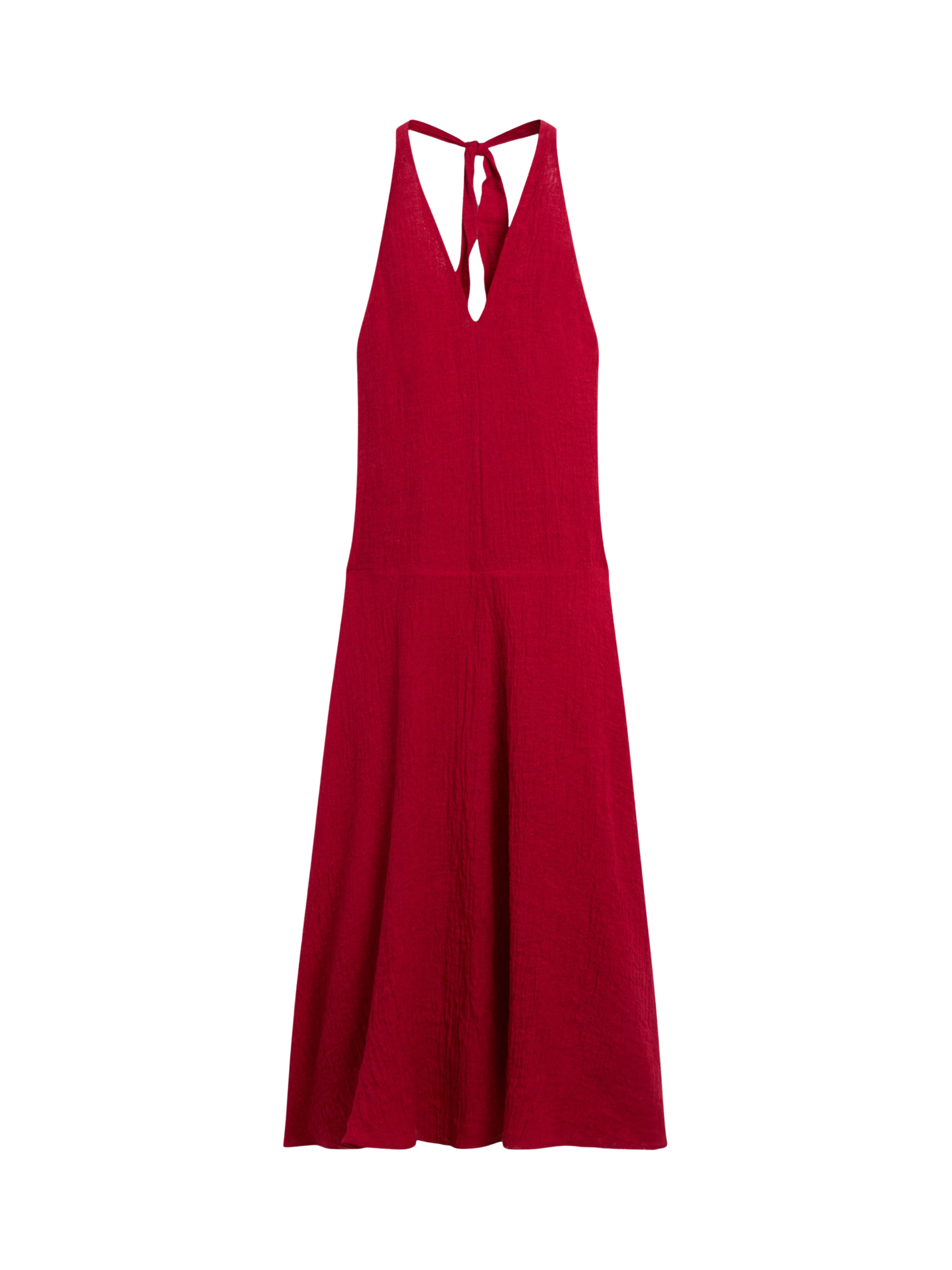 Long 100% linen dress with neckline detail