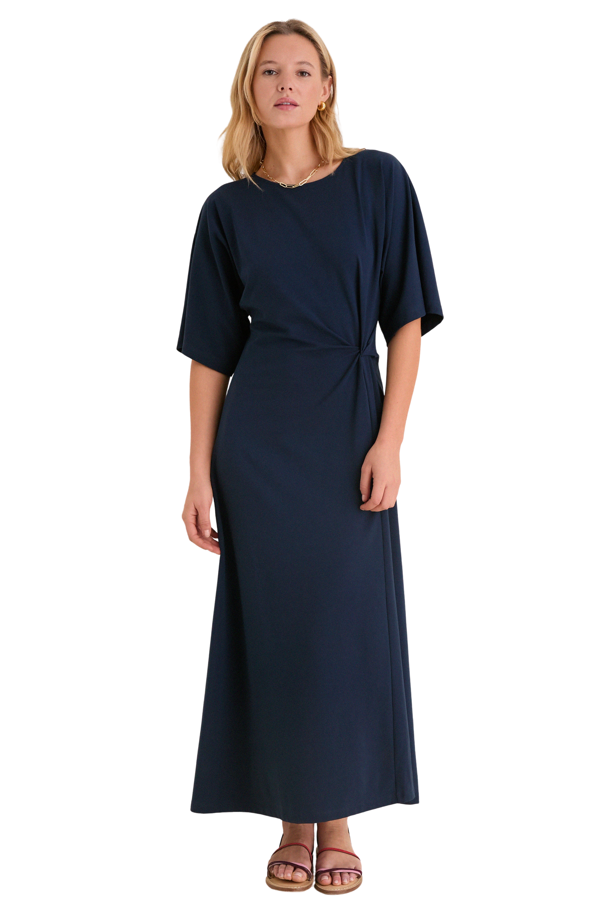 Navy Jersey Lisette Midi Dress