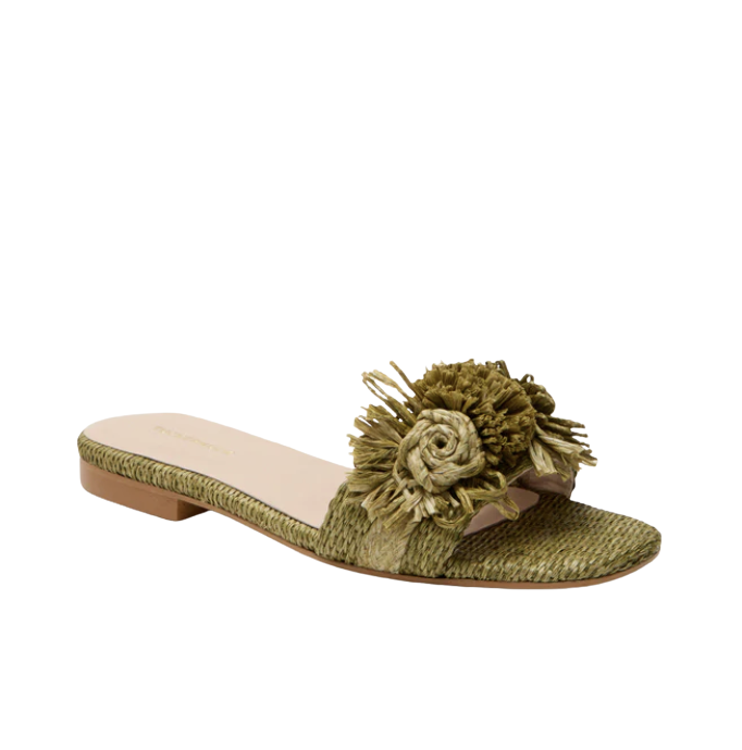 Green Raffia Nicola Sandals