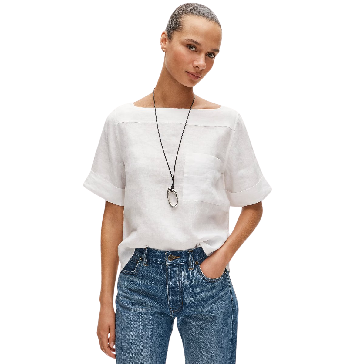 Boatneck tee in linen