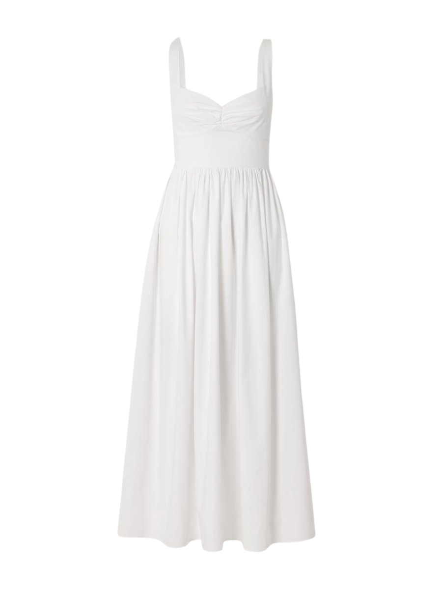 Gathered organic cotton-poplin midi dress
