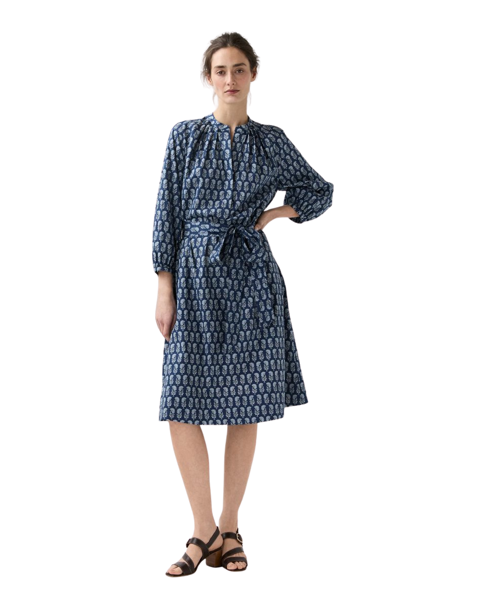 Sienna Dress in Marine French Country Floral Poplin