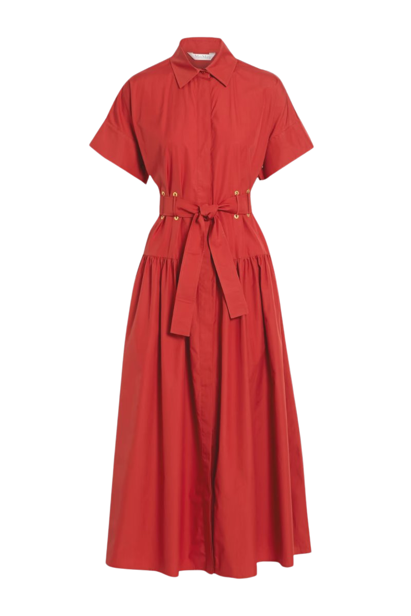 MAX MARA Agoraio belted cotton-poplin midi shirt dress