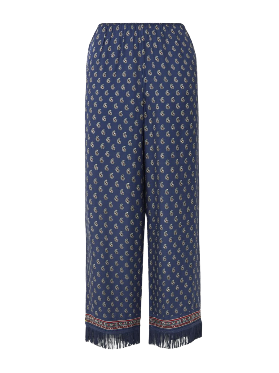 Lavon fringed paisley-print silk straight-leg pants