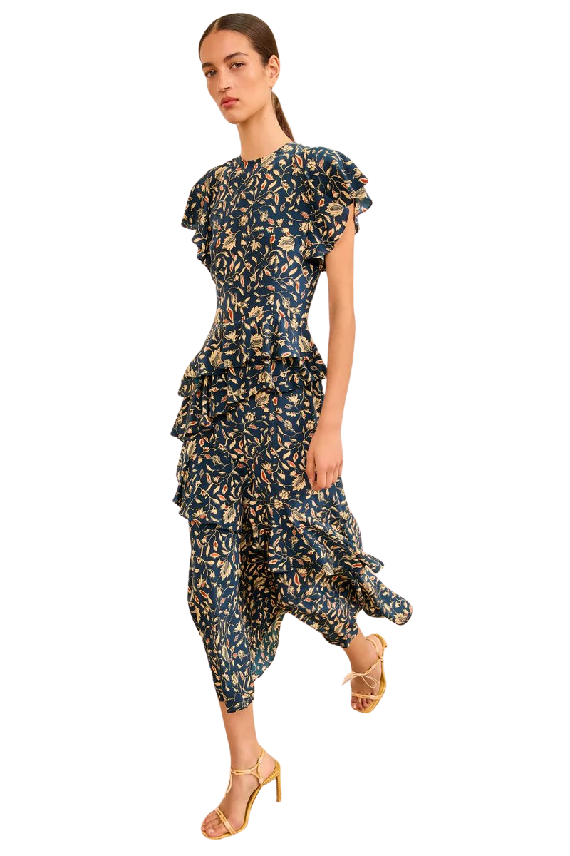 Amaia Cascading Ruffle Midi Dress