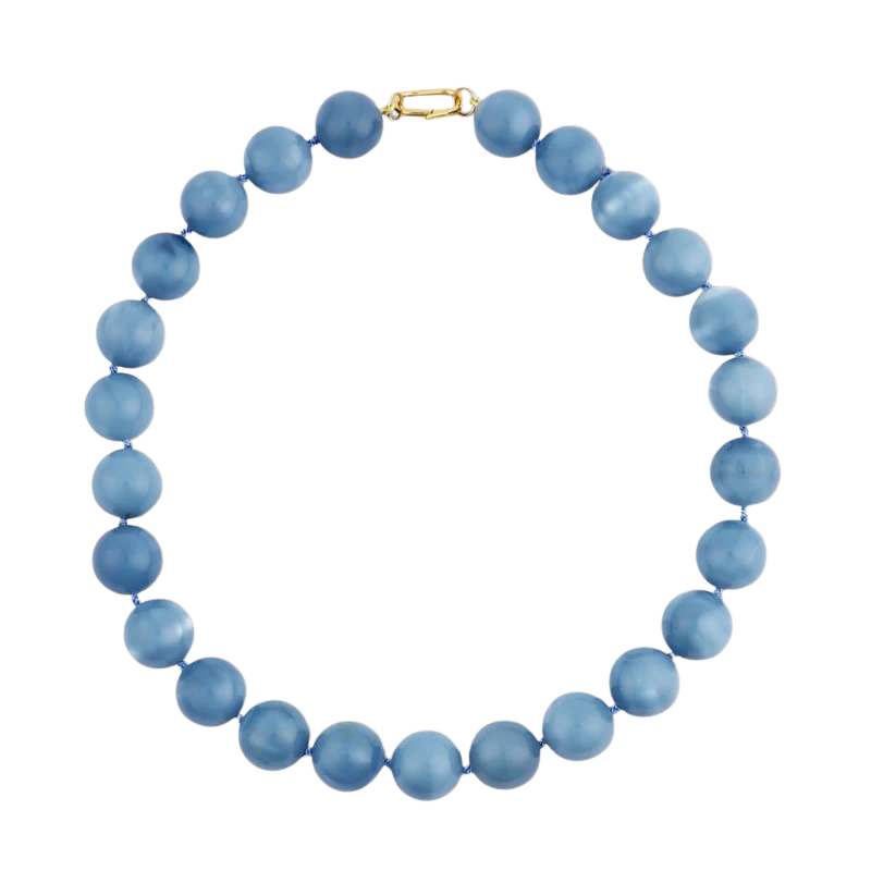 Jumbo Blue Opal Knotted Gemstone Necklace