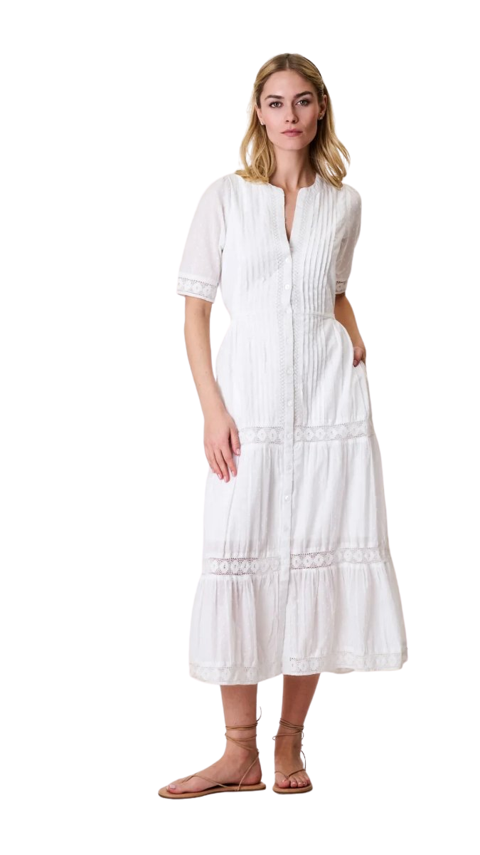 Eve Dress - White Dobby
