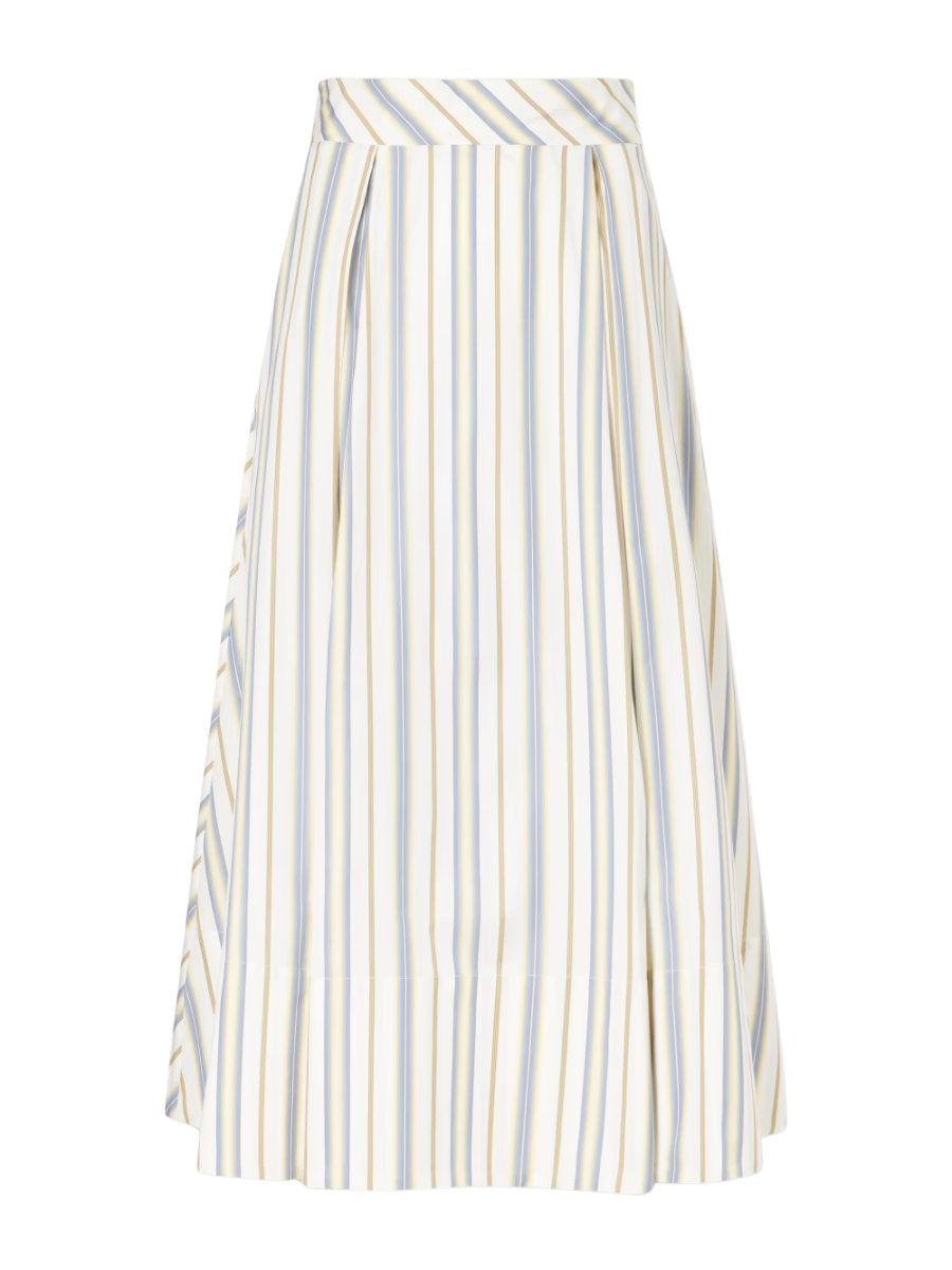Wynona pleated striped cotton-gabardine midi skirt