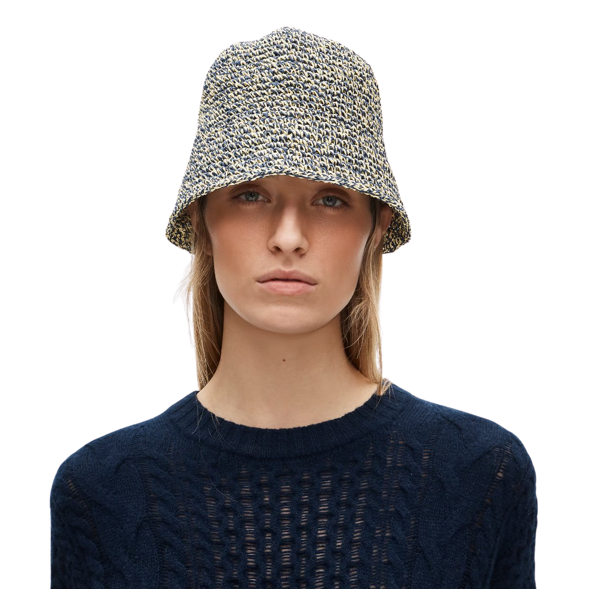 Handcrocheted marled straw hat