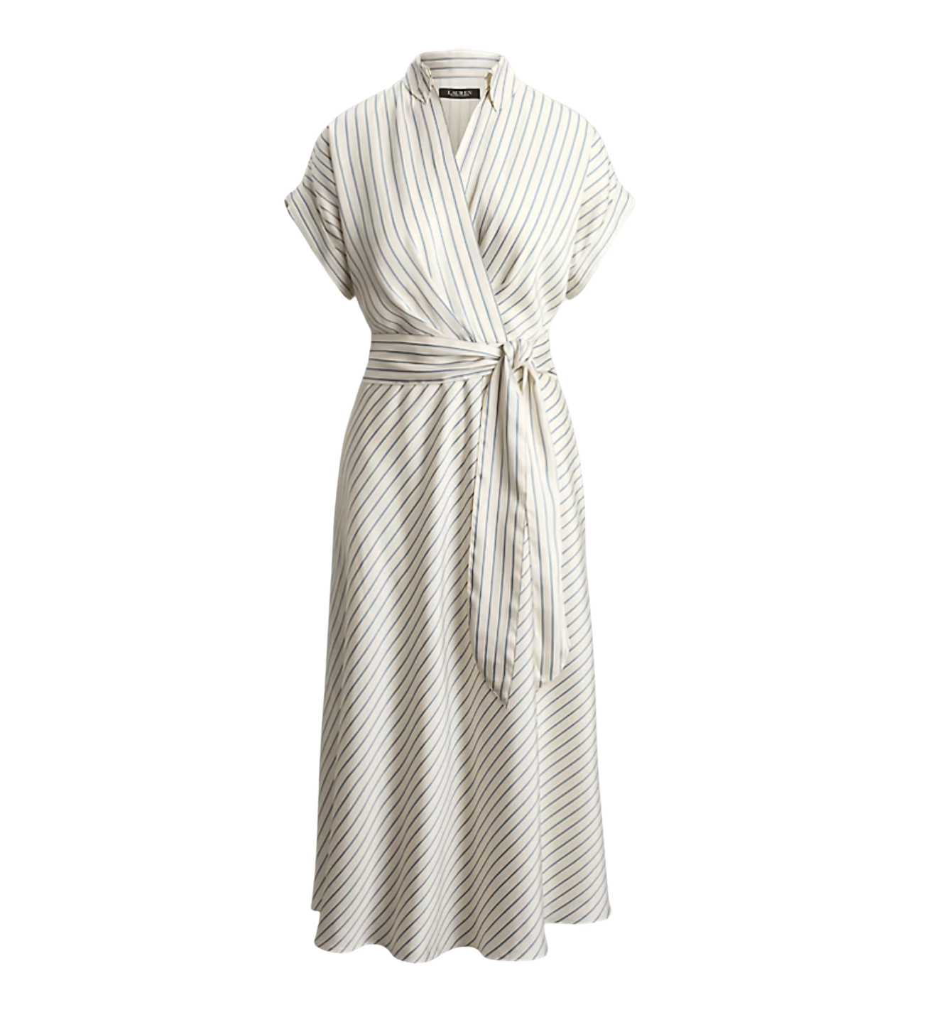 Striped Belted Twill Dress
