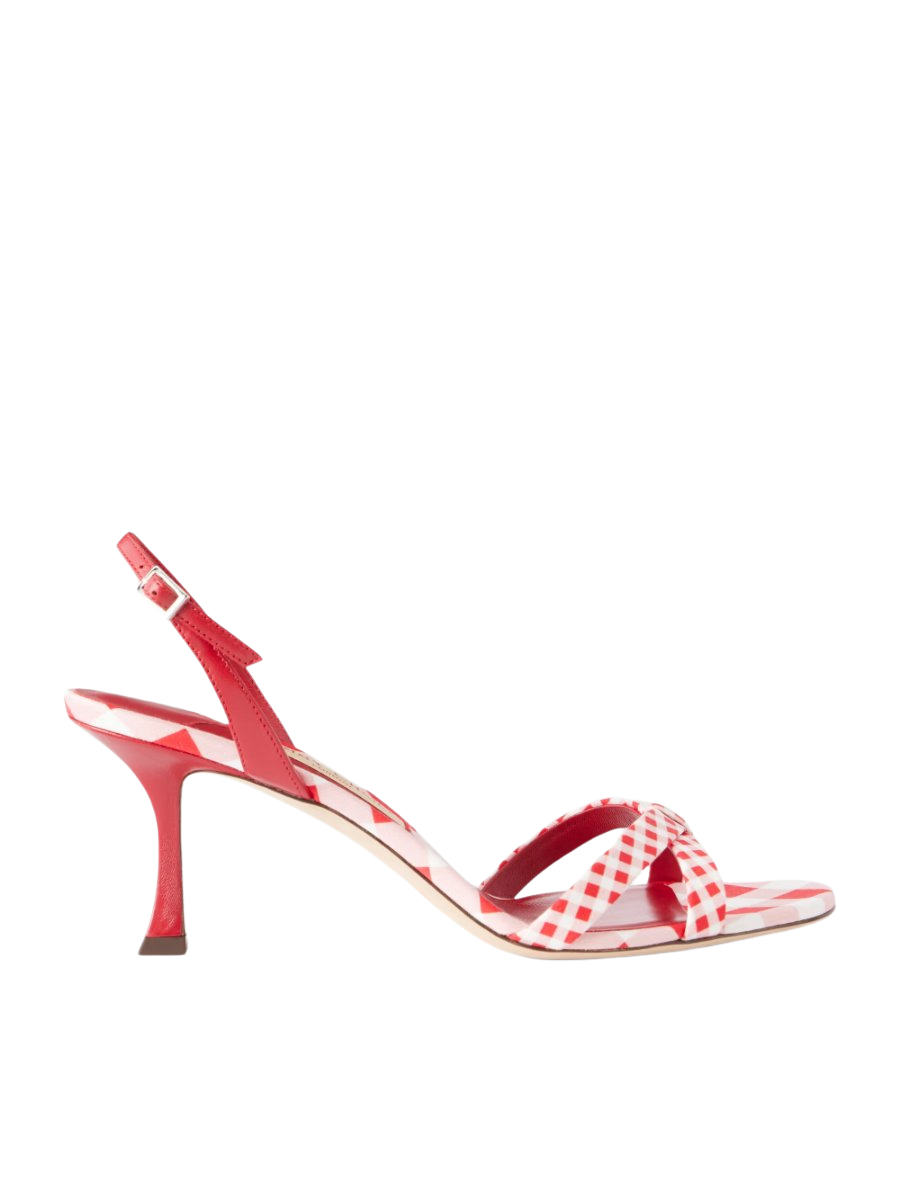 Elsy 70 leather-trimmed twill slingback sandals