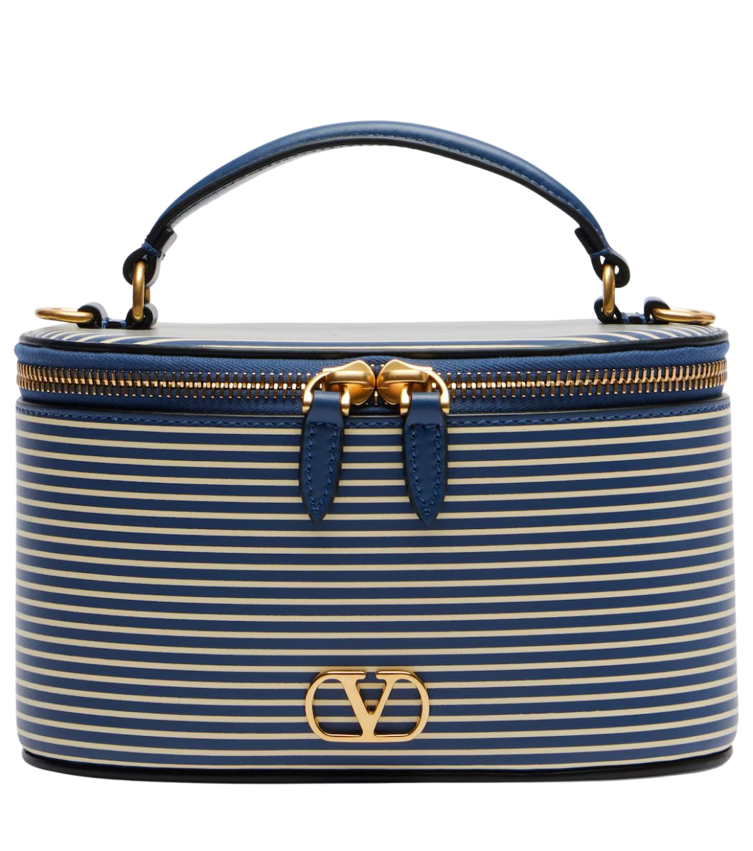 Valentino Garavani VLogo Mini striped leather vanity bag