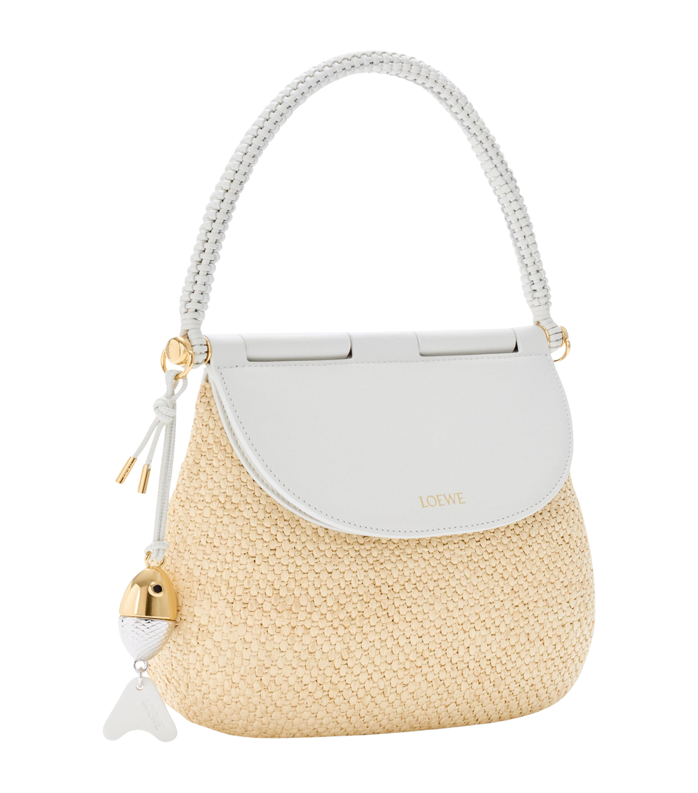 LOEWE x Paula's Ibiza Medium Raffia-Leather Pescador Top Handle Bag