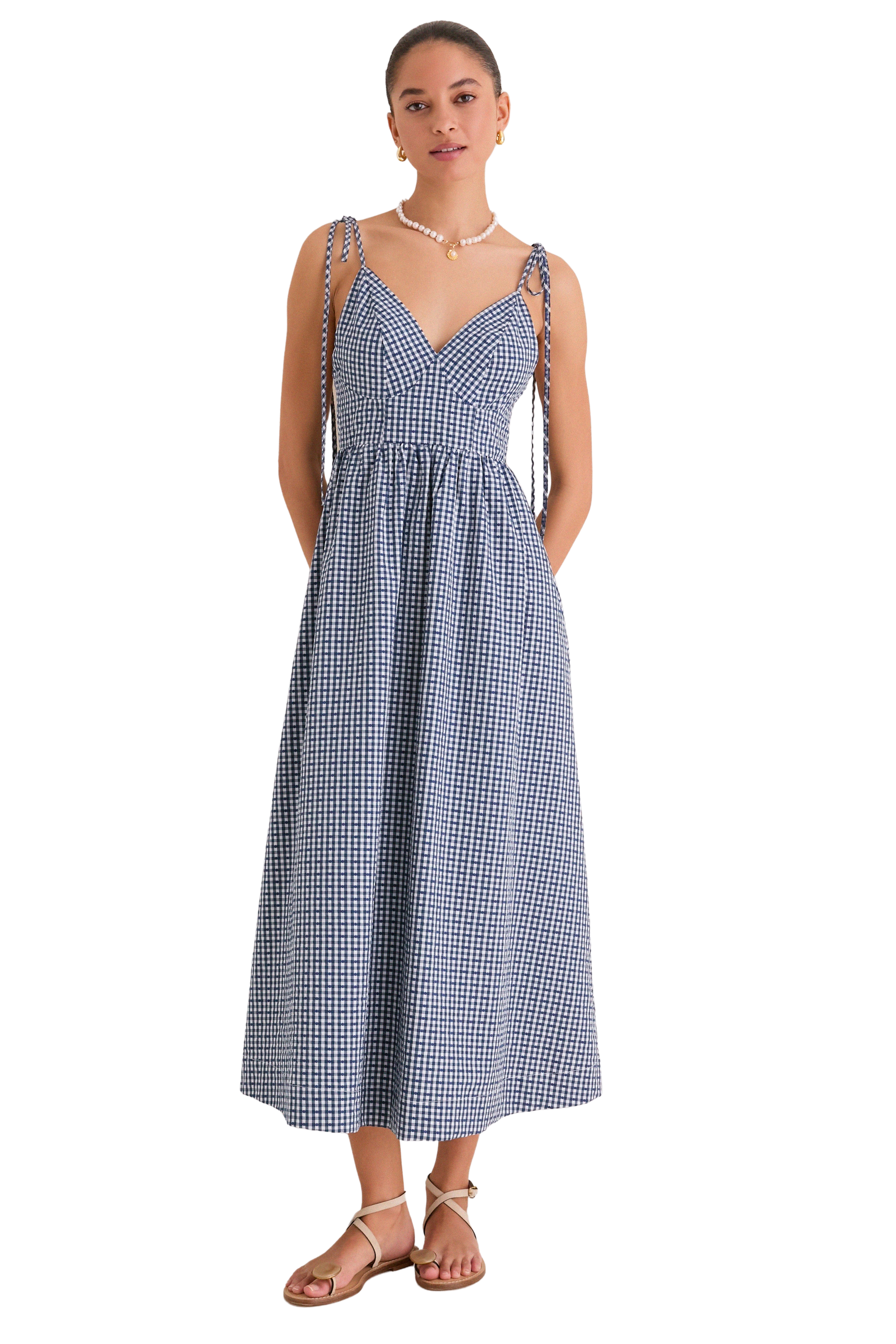 Navy Gingham Sloan Maxi Dress