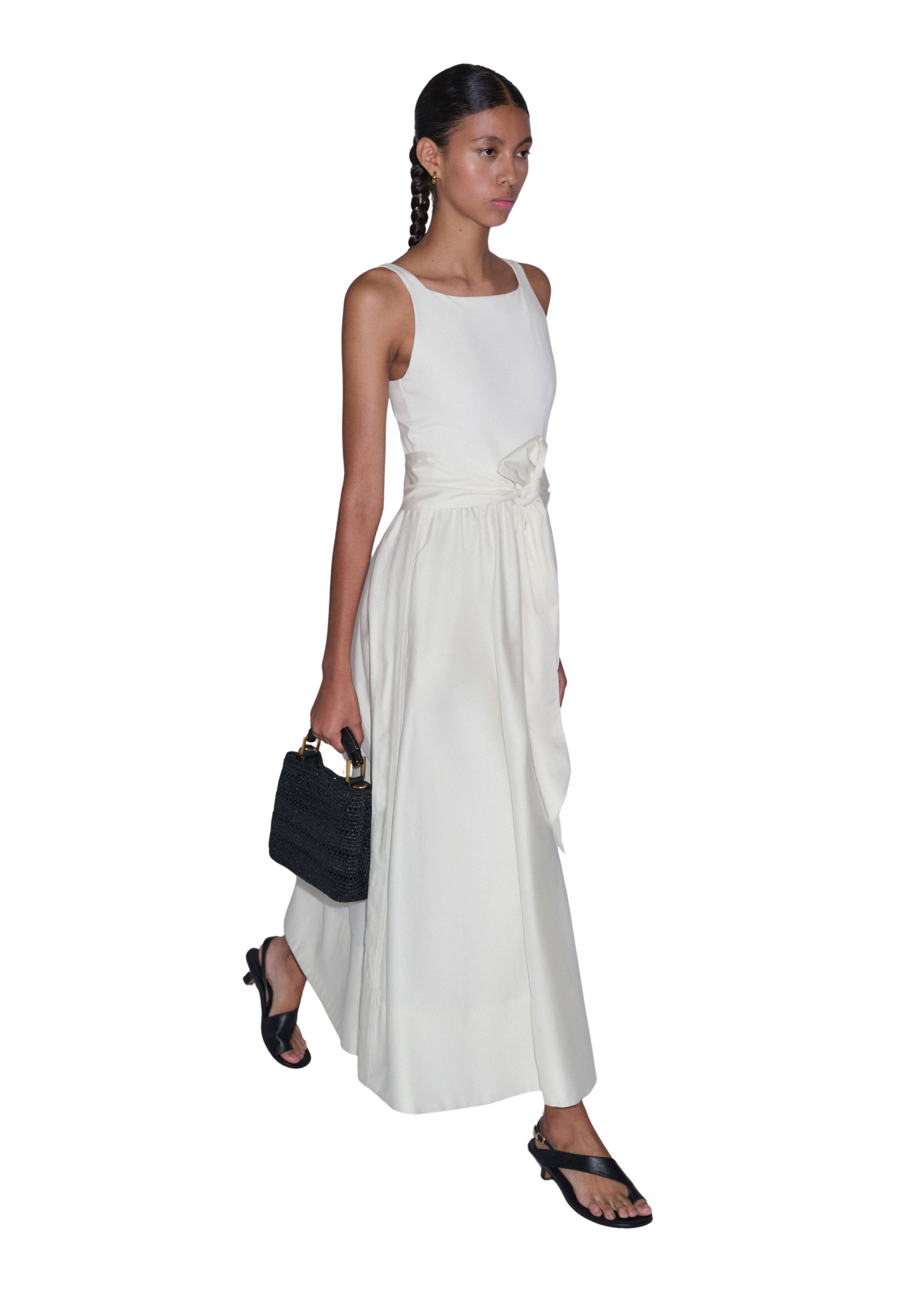 Fit + Flare Maxi Dress Jersey + Poplin