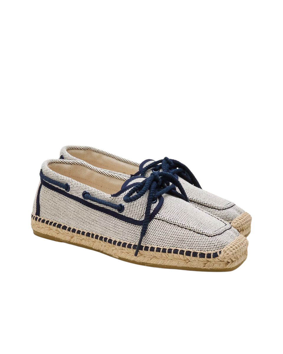 Made-in-Spain boat shoe espadrilles in marled canvas