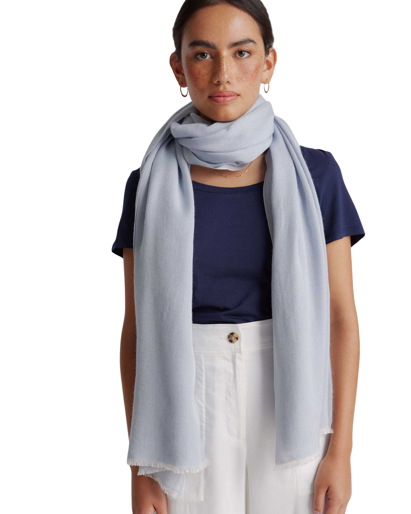 Featherweight Cashmere Silk Frayed Edge Scarf