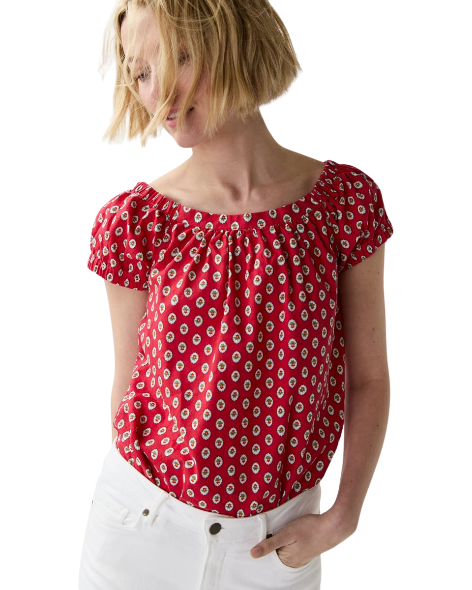 Bridget Top in Red Provençal Rustic Poplin
