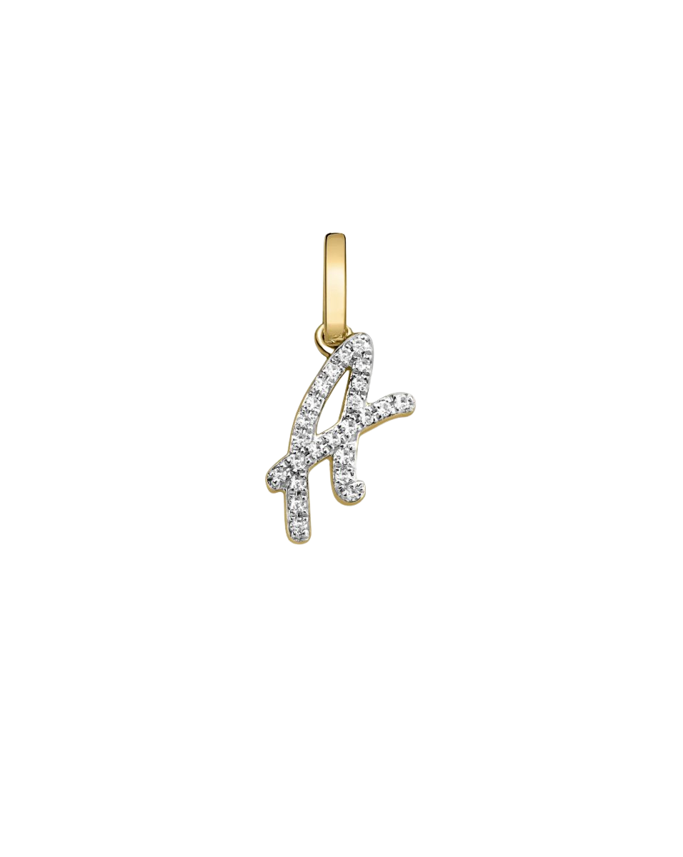 Diamond Script Initial Pendant
