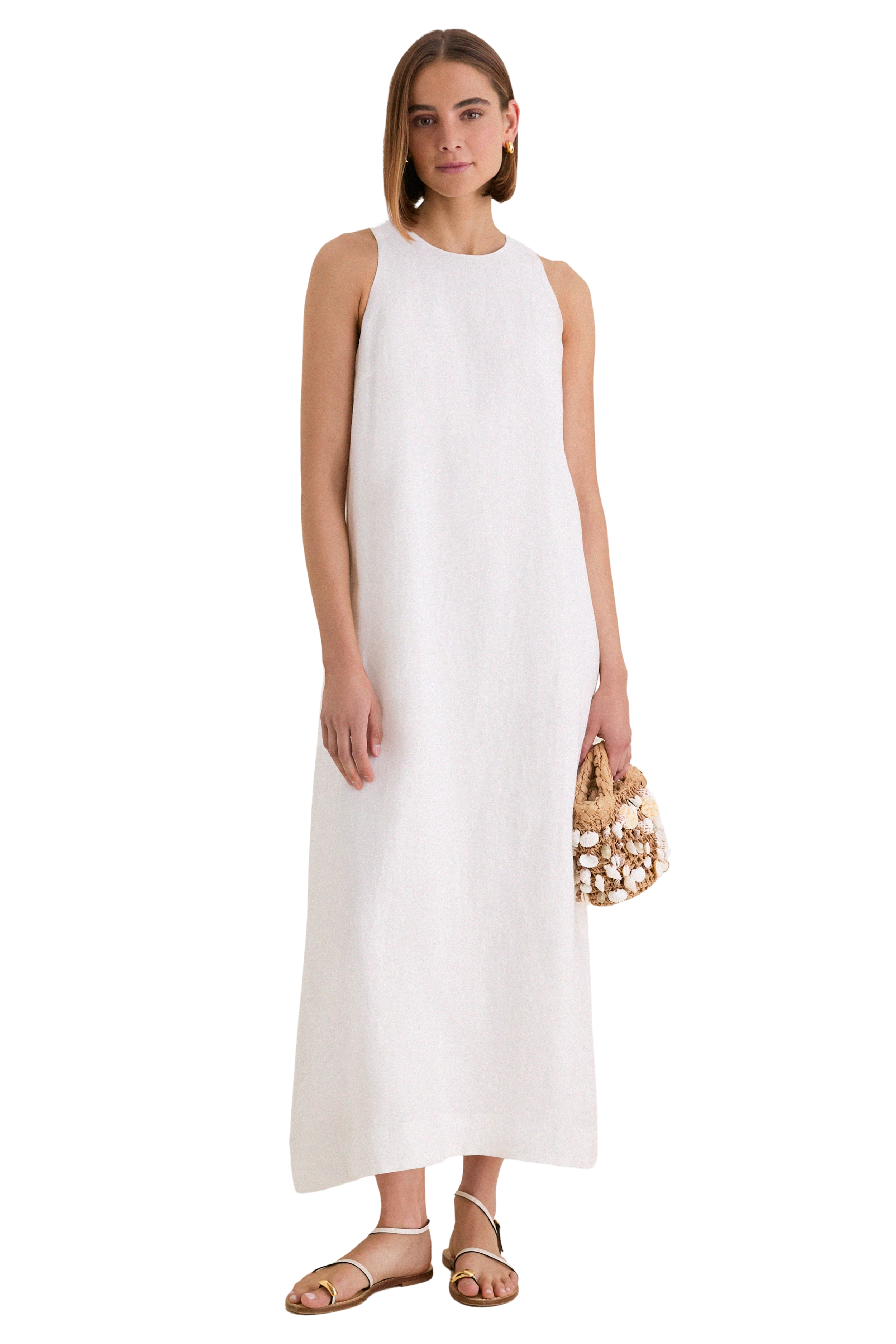 White Linen Portia Dress