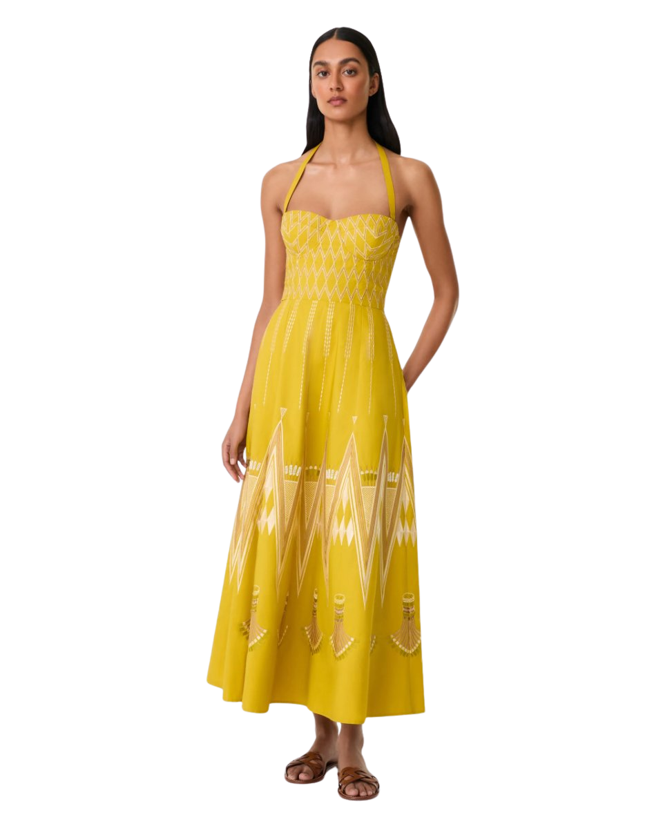 Lotty Dress with Papyrus Embroidery